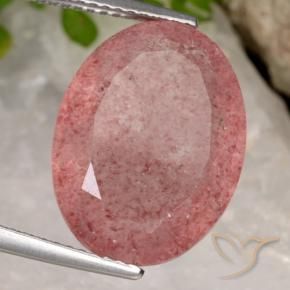 9.11 ct Red Strawberry Quartz Stone, Natural Strawberry Quartz in Oval Facet Shape for Sale