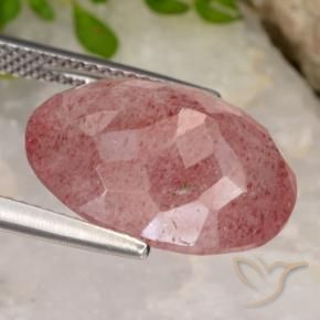 Strawberry Quartz Gemstone in 16.6 x 12.6 mm Size for Sale, Strawberry Quartz Stone in Medium Red Color