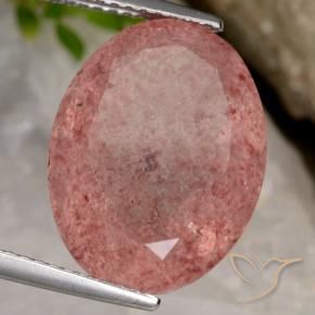10.23 ct Pink Strawberry Quartz Stone, Natural Strawberry Quartz in Oval Facet Shape for Sale