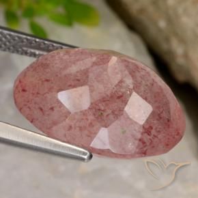 Strawberry Quartz Gemstone in 16 x 12 mm (calibrated) Size for Sale, Strawberry Quartz Stone in Deep Pink Color