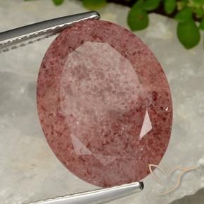 11.28 ct Pink Strawberry Quartz Stone, Natural Strawberry Quartz in Oval Facet Shape for Sale