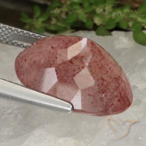 Strawberry Quartz Gemstone in 17 x 13.1 mm Size for Sale, Strawberry Quartz Stone in Rose Pink Color