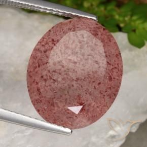 9.98 ct Pink Strawberry Quartz Stone, Natural Strawberry Quartz in Oval Facet Shape for Sale