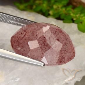 Strawberry Quartz Gemstone in 15.4 x 12.7 mm Size for Sale, Strawberry Quartz Stone in Medium Pink Color