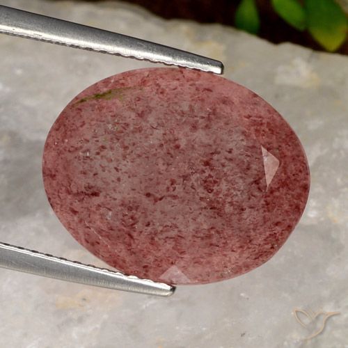 9.55ct Natural Brick Red Strawberry Quartz, Oval, Translucent