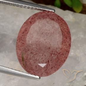 9.55 ct Pink Strawberry Quartz Stone, Natural Strawberry Quartz in Oval Facet Shape for Sale
