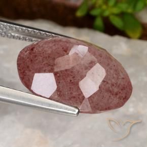 Strawberry Quartz Gemstone in 15.8 x 12.7 mm Size for Sale, Strawberry Quartz Stone in Brick Red Color