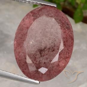 11.86 ct Pink Strawberry Quartz Stone, Natural Strawberry Quartz in Oval Facet Shape for Sale