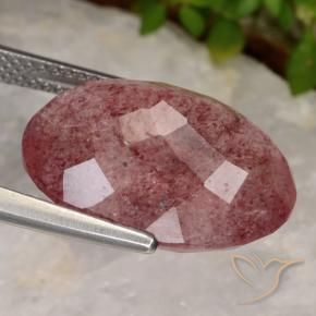 Strawberry Quartz Gemstone in 17.2 x 13.2 mm Size for Sale, Strawberry Quartz Stone in Deep Pink Color