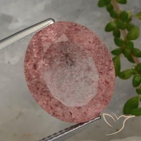 8.89 ct Red Strawberry Quartz Stone, Natural Strawberry Quartz in Oval Facet Shape for Sale