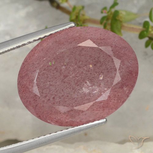 15.08ct Natural Deep Pink Strawberry Quartz, Oval, Translucent