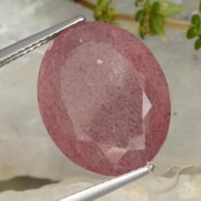15.08 ct Pink Strawberry Quartz Stone, Natural Strawberry Quartz in Oval Facet Shape for Sale