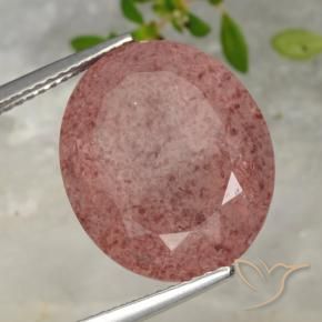 13.42 ct Pink Strawberry Quartz Stone, Natural Strawberry Quartz in Oval Facet Shape for Sale