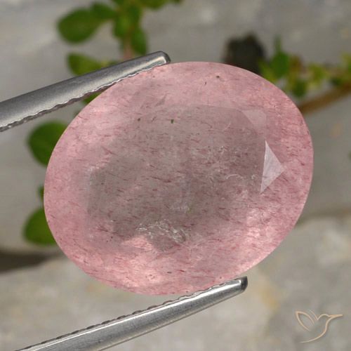 8.28ct Natural Light Pink Strawberry Quartz, Oval, Translucent