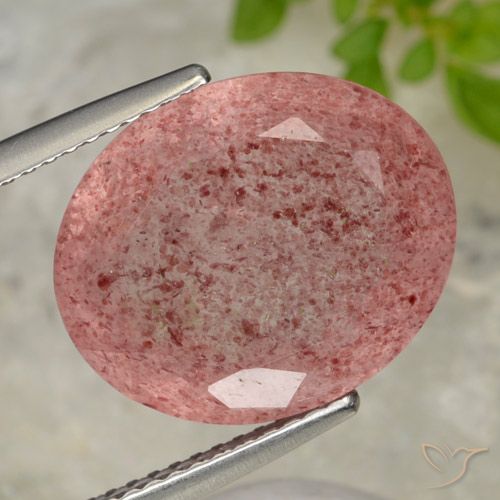 10.28ct Natural Orange Pink Strawberry Quartz, Oval, Translucent