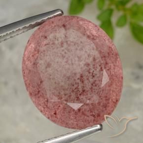 10.28 ct Pink Strawberry Quartz Stone, Natural Strawberry Quartz in Oval Facet Shape for Sale