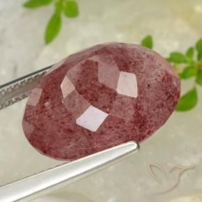 Strawberry Quartz Gemstone in 18.2 x 14.2 mm Size for Sale, Strawberry Quartz Stone in Purplish Cherry Red Color
