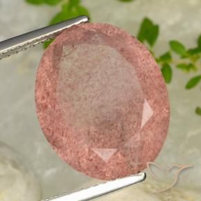 8.69 ct Pink Strawberry Quartz Stone, Natural Strawberry Quartz in Oval Facet Shape for Sale