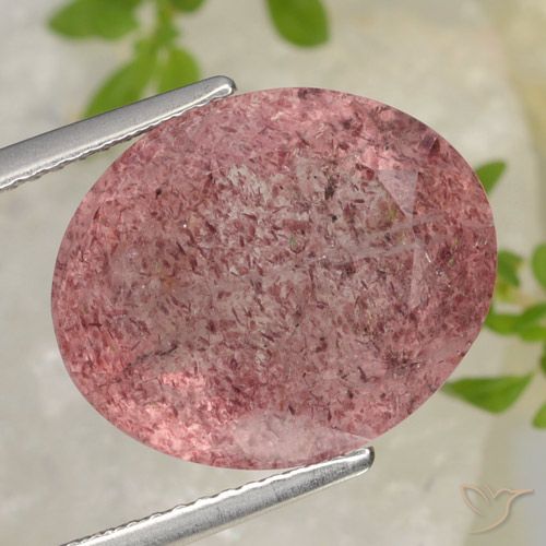 11.41ct Natural Medium Pink Strawberry Quartz, Oval, Translucent