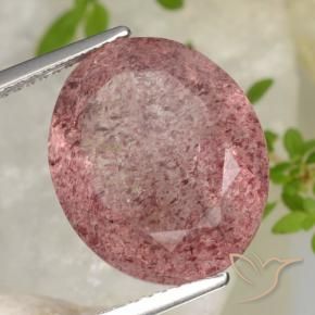 11.41 ct Pink Strawberry Quartz Stone, Natural Strawberry Quartz in Oval Facet Shape for Sale