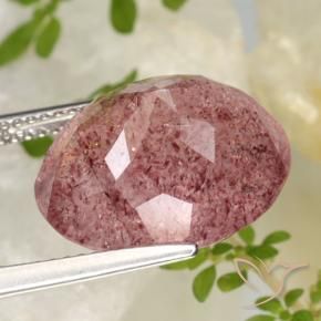 Strawberry Quartz Gemstone in 15.6 x 12.9 mm Size for Sale, Strawberry Quartz Stone in Medium Pink Color