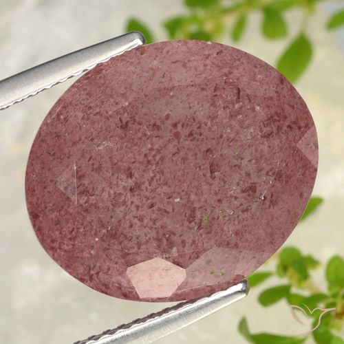 13.91ct Natural Deep Red Strawberry Quartz, Oval, Translucent
