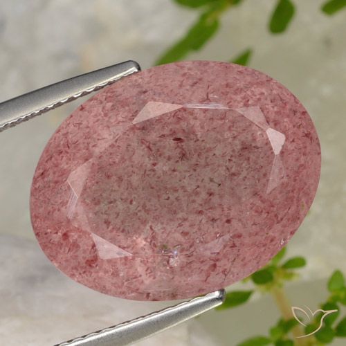 15.43ct Natural Purplish Red Strawberry Quartz, Oval, Translucent