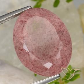15.43 ct Red Strawberry Quartz Stone, Natural Strawberry Quartz in Oval Facet Shape for Sale