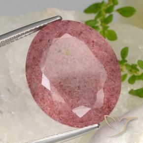 24.85 ct Red Strawberry Quartz Stone, Natural Strawberry Quartz in Oval Portuguese-Cut Shape for Sale