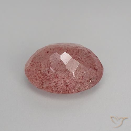 Strawberry Quartz Gemstone in 14.2 x 11.5 mm Size for Sale, Strawberry Quartz Stone in Intense Pink Color