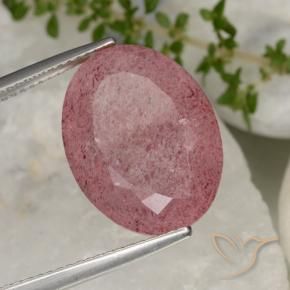 13.38 ct Pink Strawberry Quartz Stone, Natural Strawberry Quartz in Oval Facet Shape for Sale