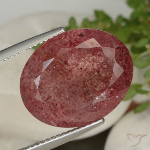 13.92ct Natural Sangria Red Strawberry Quartz, Oval, Translucent