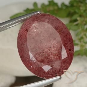 13.92 ct Red Strawberry Quartz Stone, Natural Strawberry Quartz in Oval Facet Shape for Sale
