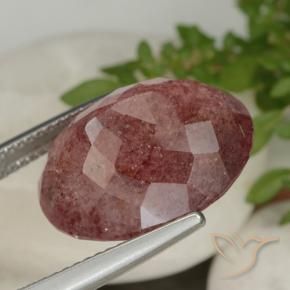 Strawberry Quartz Gemstone in 17.4 x 13.9 mm Size for Sale, Strawberry Quartz Stone in Sangria Red Color