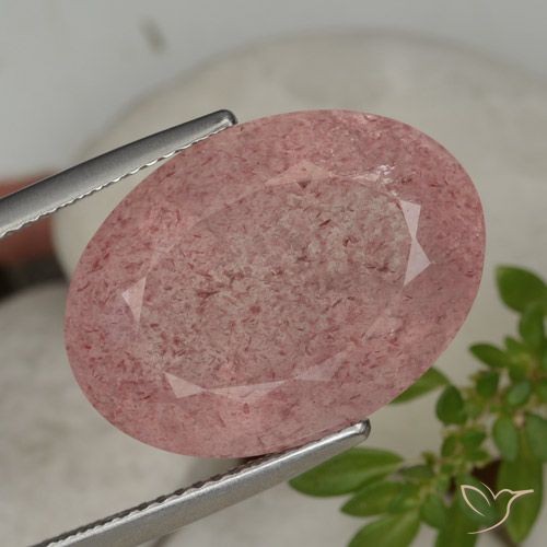 15.28ct Natural Intense Pink Strawberry Quartz, Oval, Translucent