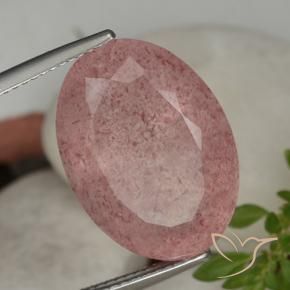15.28 ct Pink Strawberry Quartz Stone, Natural Strawberry Quartz in Oval Facet Shape for Sale