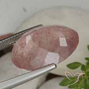 Strawberry Quartz Gemstone in 19.2 x 13.9 mm Size for Sale, Strawberry Quartz Stone in Intense Pink Color