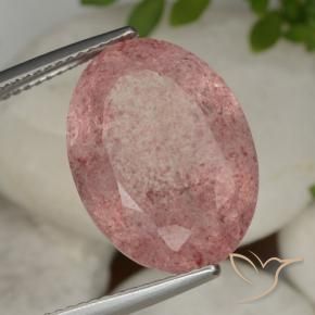 14.16 ct Pink Strawberry Quartz Stone, Natural Strawberry Quartz in Oval Facet Shape for Sale