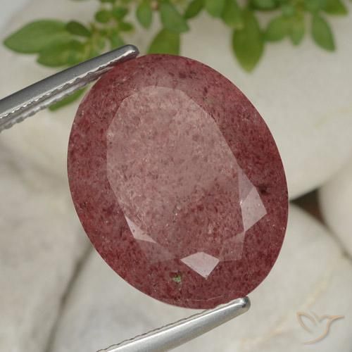 12.44 ct Red Strawberry Quartz Stone, Natural Strawberry Quartz in Oval Facet Shape for Sale