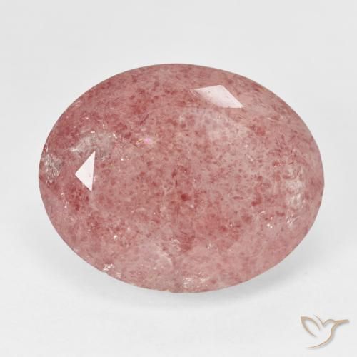 20,31 ct ovaler Erdbeerquarz aus Russland, Größe: 19,3 x 15,5mm, Reinheit: Translucent, Garantiert echter Edelstein, 1 Stück Erdbeerquarz in Mittelrosa Farbe, Mohs-Härte von 7 Geeignet für den täglichen Gebrauch im Schmuck, Photo A