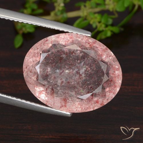 12.52ct Natural Intense Pink Strawberry Quartz, Oval, Translucent