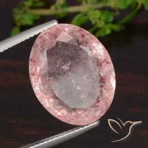 12.52 ct Pink Strawberry Quartz Stone, Natural Strawberry Quartz in Oval Facet Shape for Sale