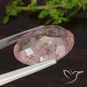 Strawberry Quartz Gemstone in 18 x 14.2 mm Size for Sale, Strawberry Quartz Stone in Intense Pink Color