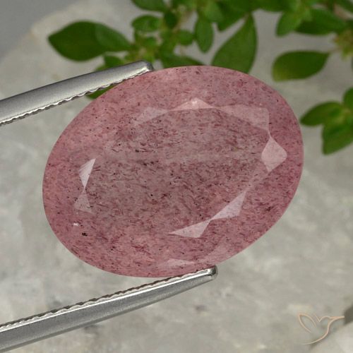 11.60ct Natural Medium Pink Strawberry Quartz, Oval, Translucent