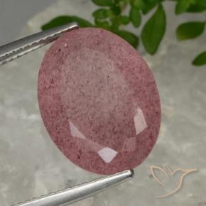 11.60 ct Pink Strawberry Quartz Stone, Natural Strawberry Quartz in Oval Facet Shape for Sale