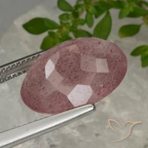 Strawberry Quartz Gemstone in 16.9 x 12.9 mm Size for Sale, Strawberry Quartz Stone in Medium Pink Color