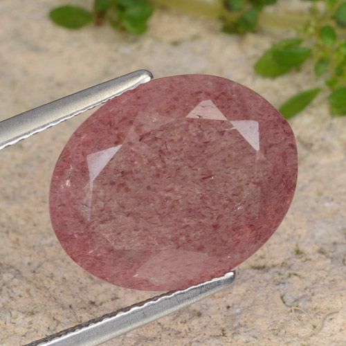 6.85ct Natural Medium Pink Strawberry Quartz, Oval, Translucent