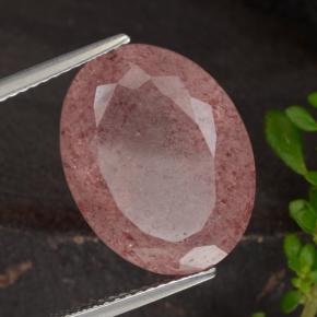 13.35 ct Pink Strawberry Quartz Stone, Natural Strawberry Quartz in Oval Facet Shape for Sale
