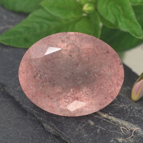 8.69ct Natural Medium Pink Strawberry Quartz, Oval, Translucent