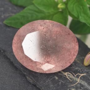 8.69 ct Pink Strawberry Quartz Stone, Natural Strawberry Quartz in Oval Facet Shape for Sale